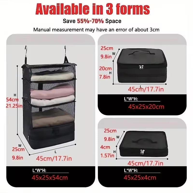 Three-layer hanging bag travel storage bag