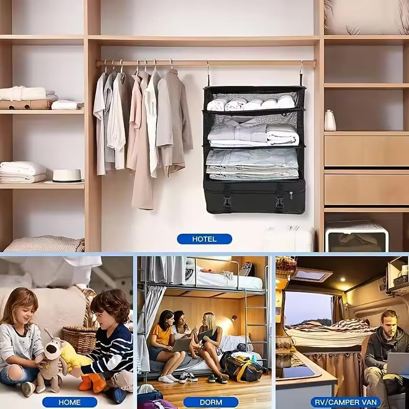 Three-layer hanging bag travel storage bag