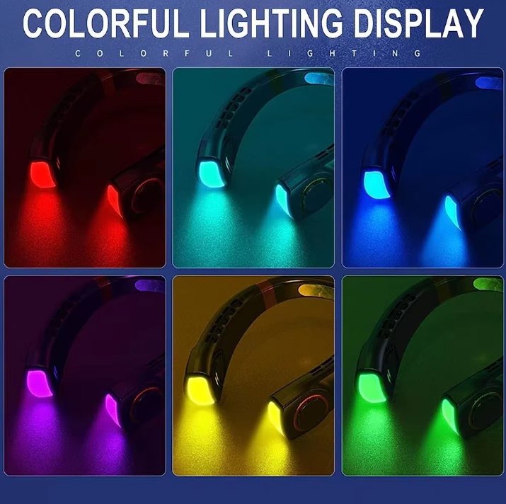 Colorful lighting display of a device with red, blue, green, purple, yellow, and green lights.
