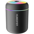 Black humidifier with colorful top on a white background