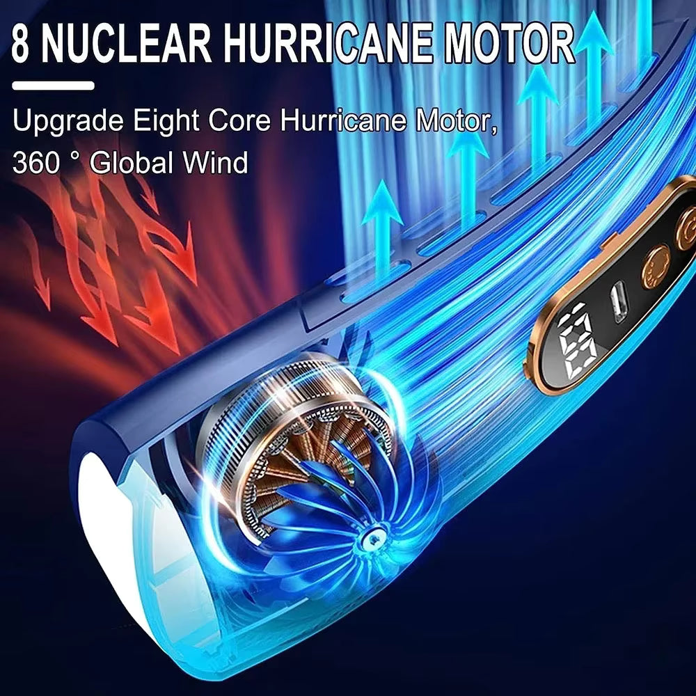 Nuclear hurricane motor with blue and red design on a dark background