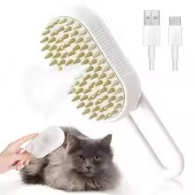 Pet grooming brush with a USB cable on a white background